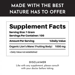 Organic Lion's Mane Powder - 100g
