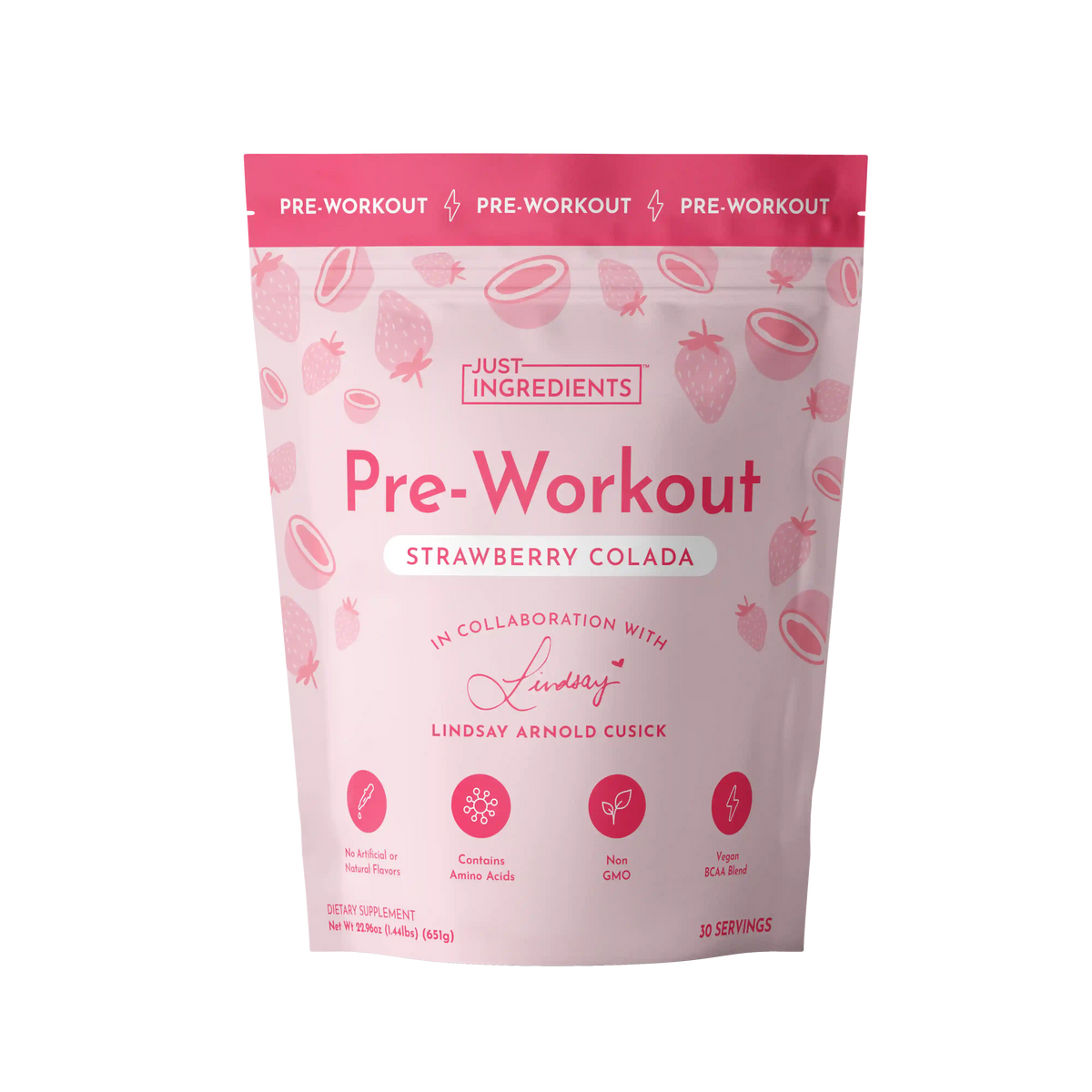 Strawberry Colada Pre‑Workout by Lindsay Arnold
